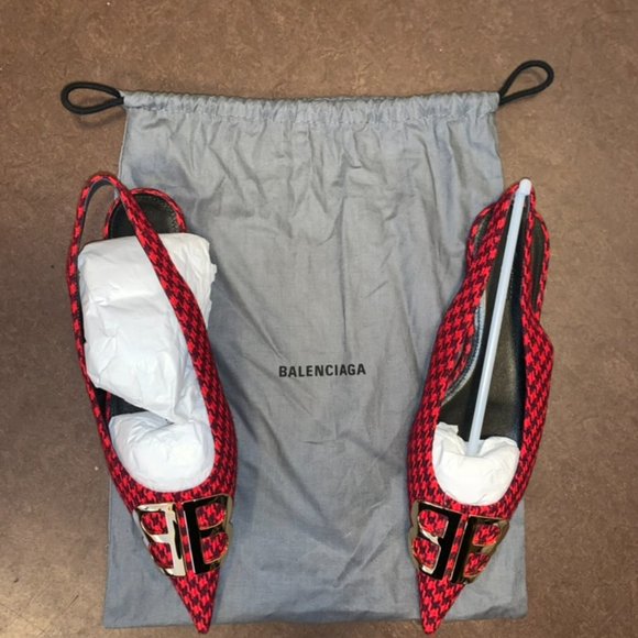 Balenciaga Knife Shoe Flats- red and black checks - Picture 2 of 6